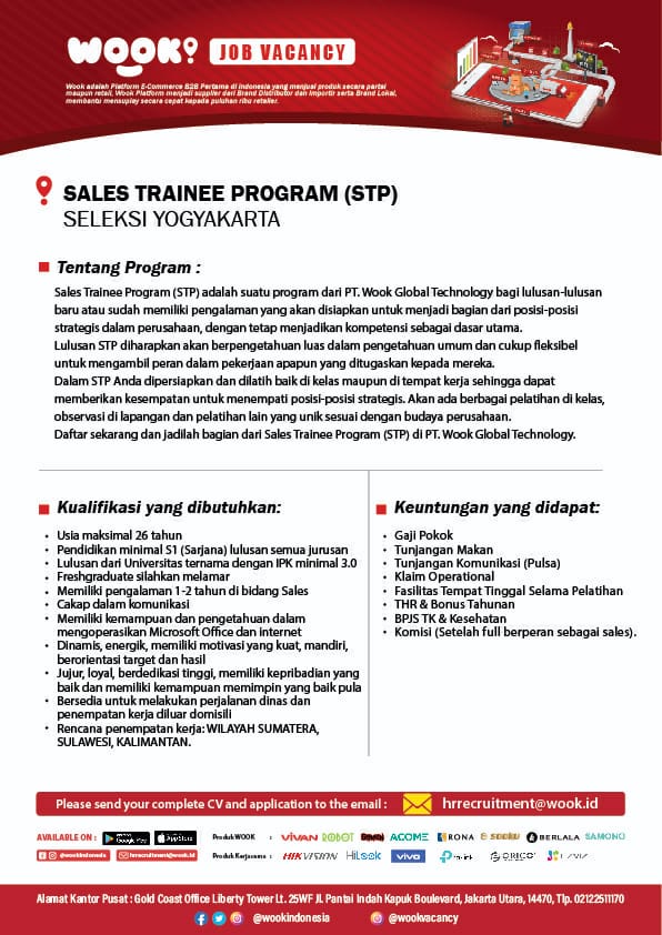 LOKER SALES TRAINEE PROGRAM (STP) WOOK GLOBAL TECHNOLOGY