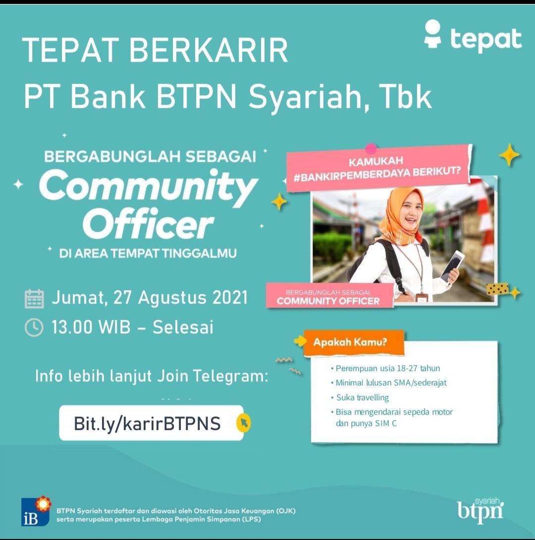 LOKER COMMUNITY OFFICER BANK BTPN SYARIAH