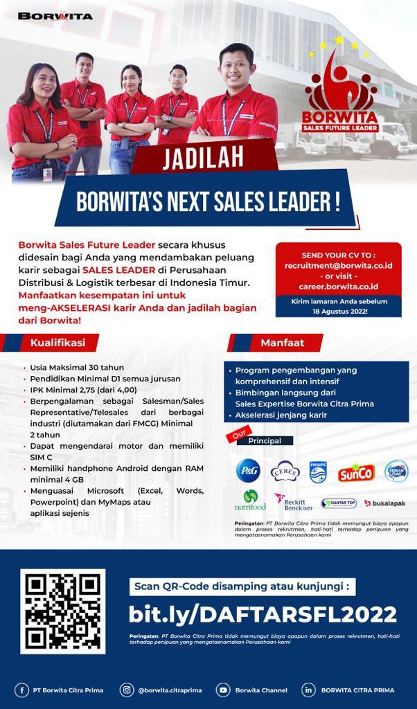 LOKER SALES LEADER PT BORWITA CITRA PRIMA