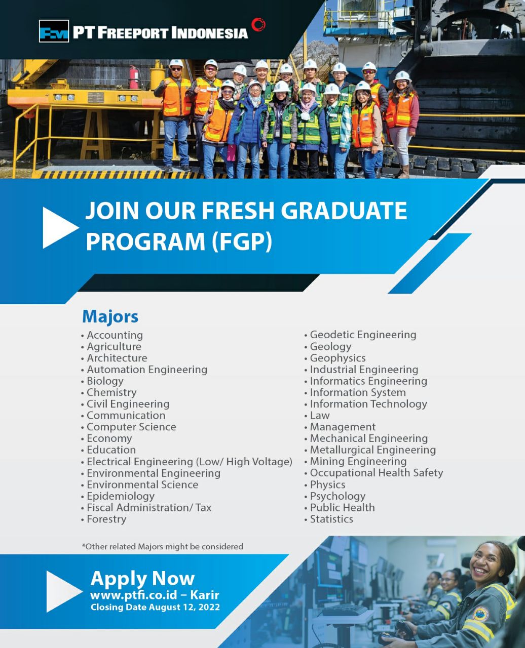 LOKER FRESH GRADUATE PROGRAM (FGP) PT FREEPORT INDONESIA