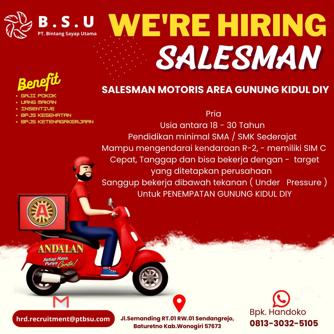 LOKER SALESMAN PT BINTANG SAYAP UTAMA