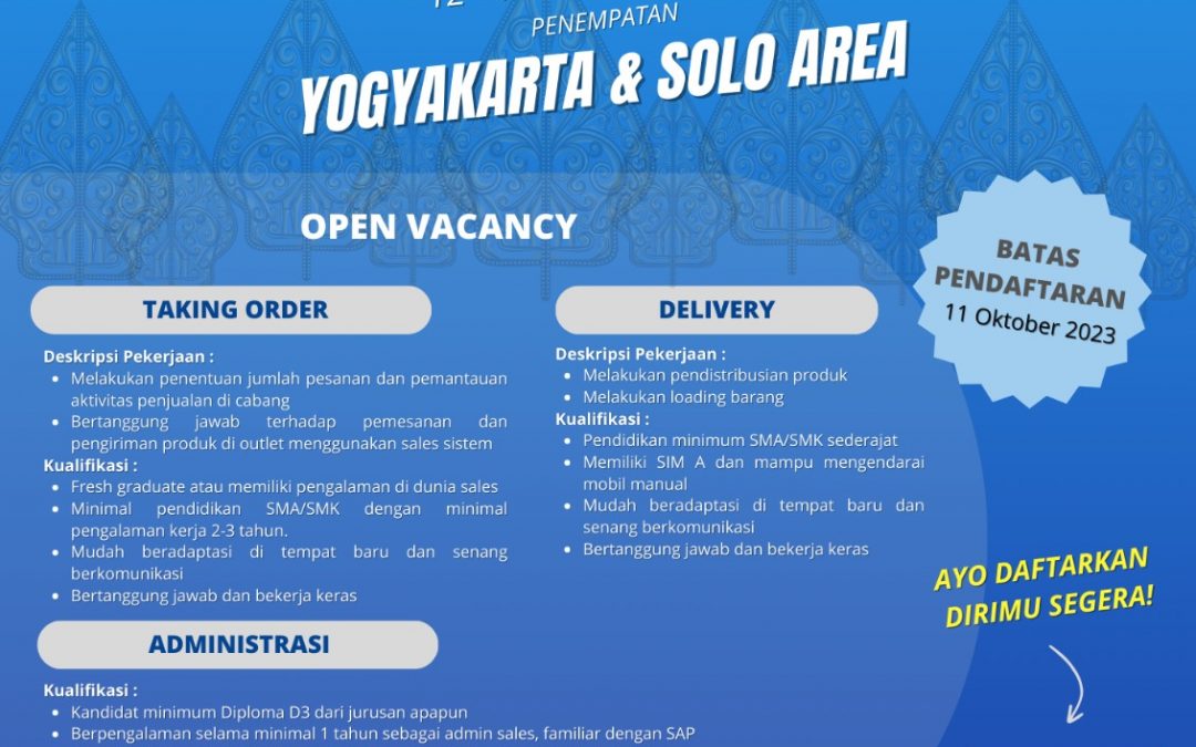 Lowongan “Taking Order”, “Delivery” dan “Administrasi”