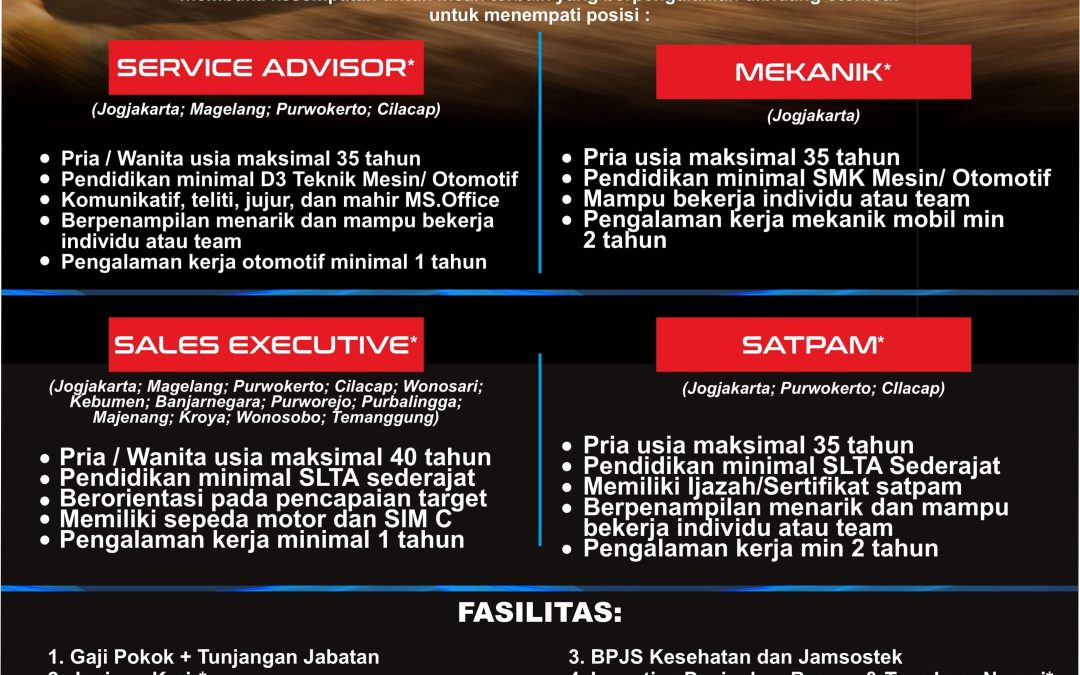 Lowongan Kerja PT Sumber Baru Aneka Motor