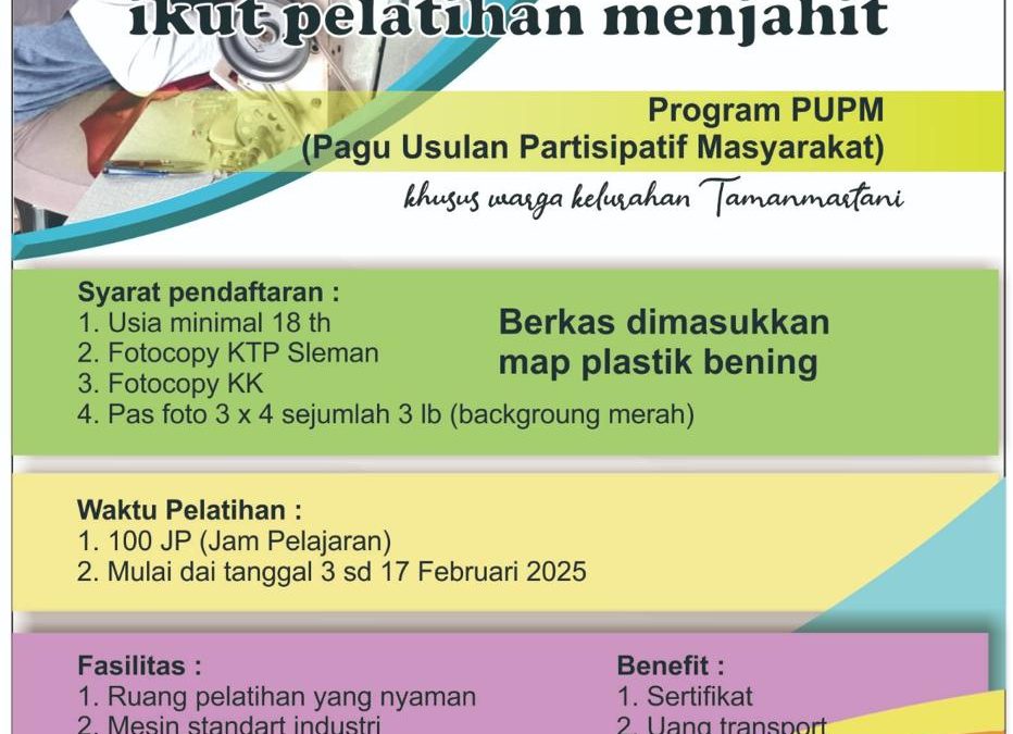Dibuka Pelatihan Menjahit di LPK TRISAKTI
