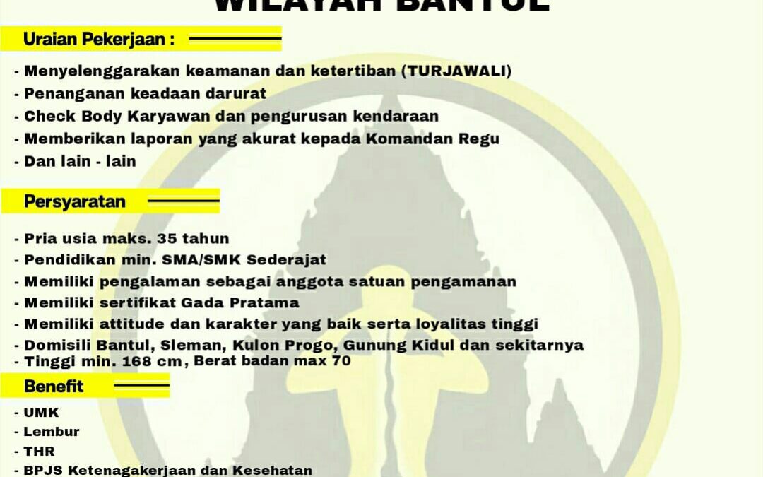 Lowongan Kerja PT Singgasana Terang Nusantara – Satpam