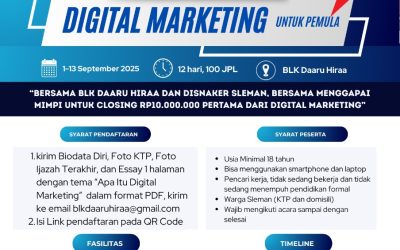 Dibuka Pendaftaran Pelatihan Digital marketing di BLK DAARU HIRAA