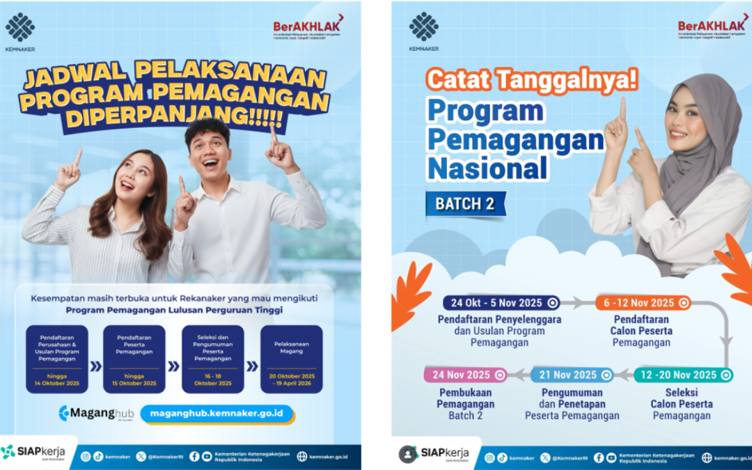 Kementerian Ketenagakerjaan Republik Indonesia Membuka Program Pemagangan Batch 2 Lulusan Perguruan Tinggi