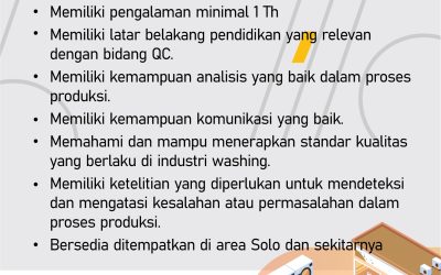 Lowongan Kerja PT Westapusaka Kusuma – Quality Control Washing