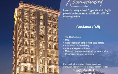 Lowongan Kerja Lafayette Boutique Hotel – Gardener (DW)