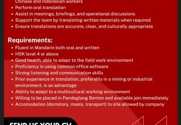 Lowongan Kerja PT JIM – Mandarin Translator