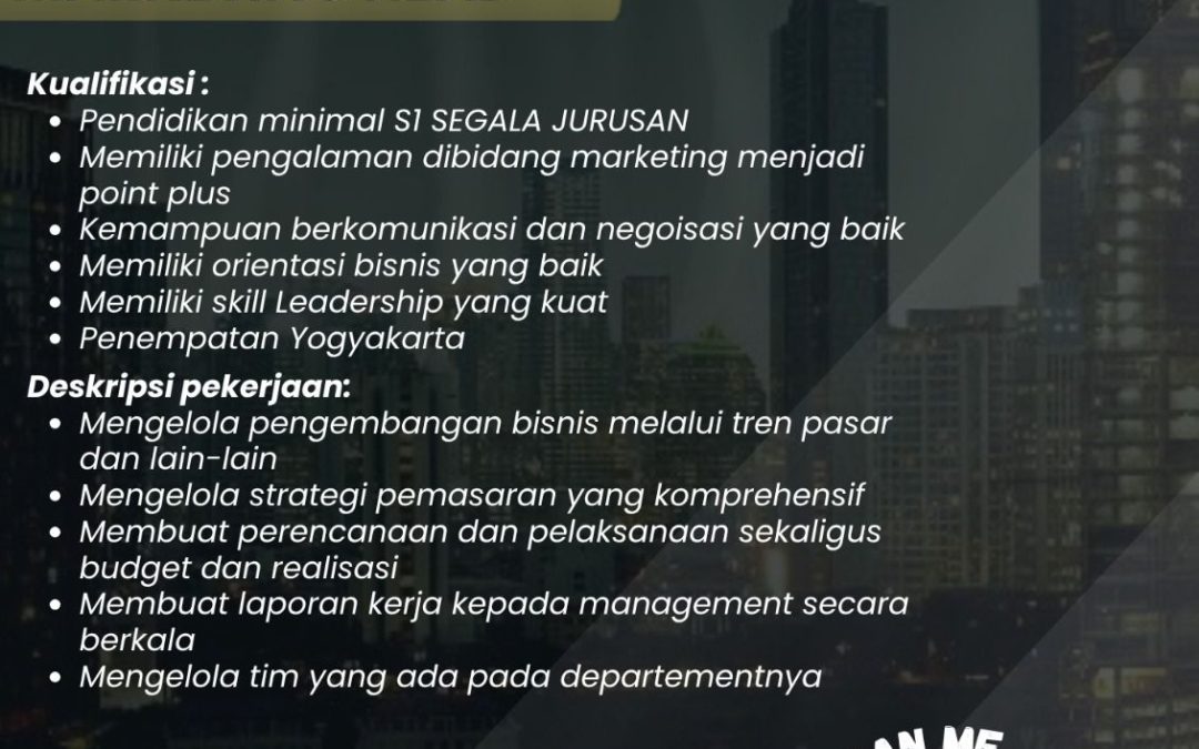 Lowongan Kerja Mahakarya Development – Marketing Head