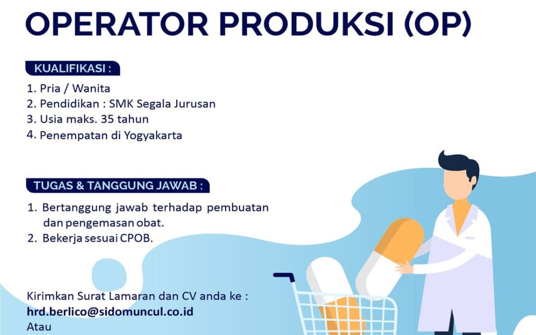 Lowongan Kerja PT Berlico Mulia Farma – Operator Produksi (OP)