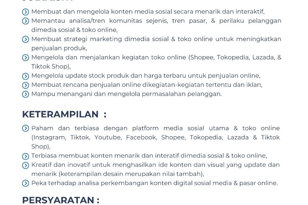 Lowongan Kerja PT IndoRaya Mitra Persada 168 – Social Media & e-Commerce Officer, Agronomis, Staff Keuangan, Tenaga Produksi Pupuk, dan Office Boy Laboratorium