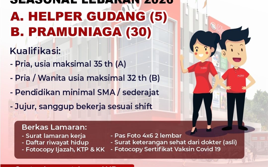 Lowongan Kerja Mirota Pasaraya – Helper Gudang dan Pramuniaga