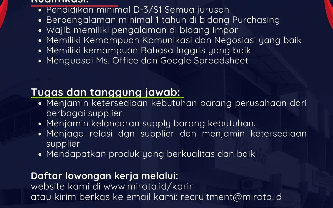 Lowongan Kerja PT Mirota KSM – Staff Purchasing
