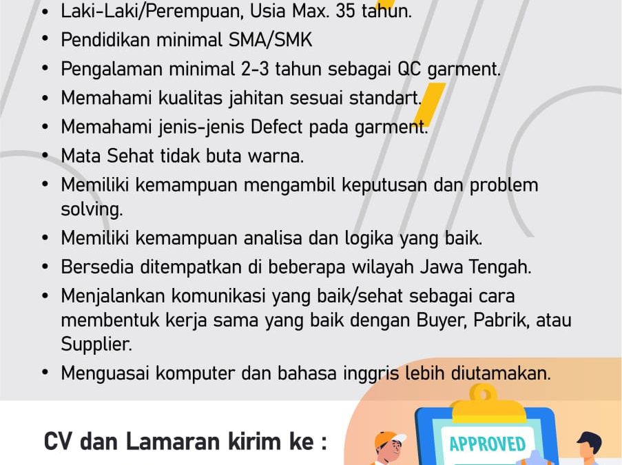 Lowongan Kerja PT Westapusaka Kusuma – QC Garment untuk Subcon