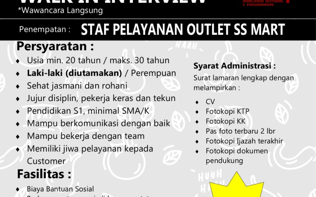 Walk In Interview Waroeng Spesial Sambal (SS) Group – Staf Pelayanan Outlet (SS Smart)