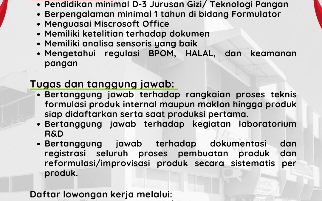 Lowongan Kerja PT Mirota KSM – Formulator
