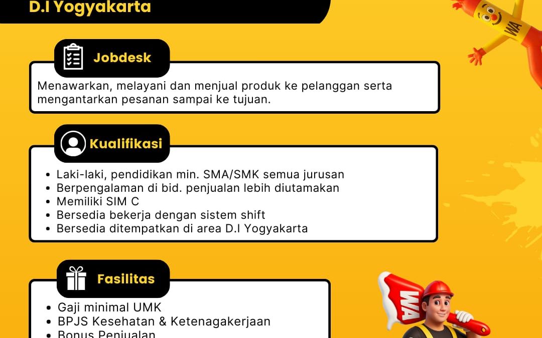 Lowongan Kerja PT Warna Abadi Mitra Bersama – Shopkeeper, Teknisi, Accounting Staff, dan Kasir