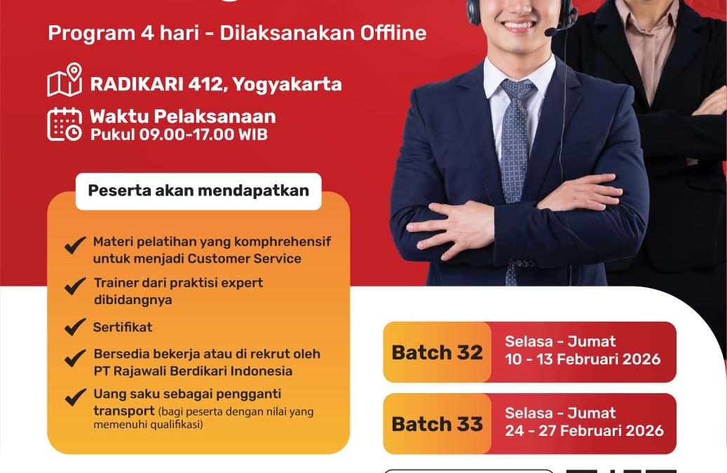 Pelatihan dan Lowongan Kerja PT Rajawali Berdikari Indonesia (Radikari) – Customer Service