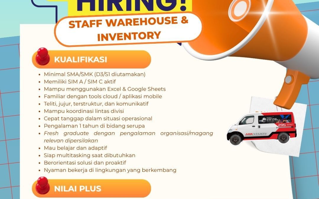 Lowongan Kerja 295 Technology Solution – Staff Warehouse & Inventory