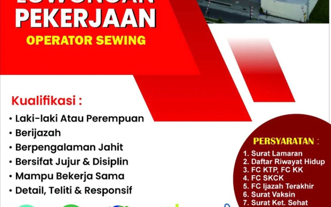 Lowongan Kerja PT Sport Glove Indonesia – Operator Sewing dan Driver