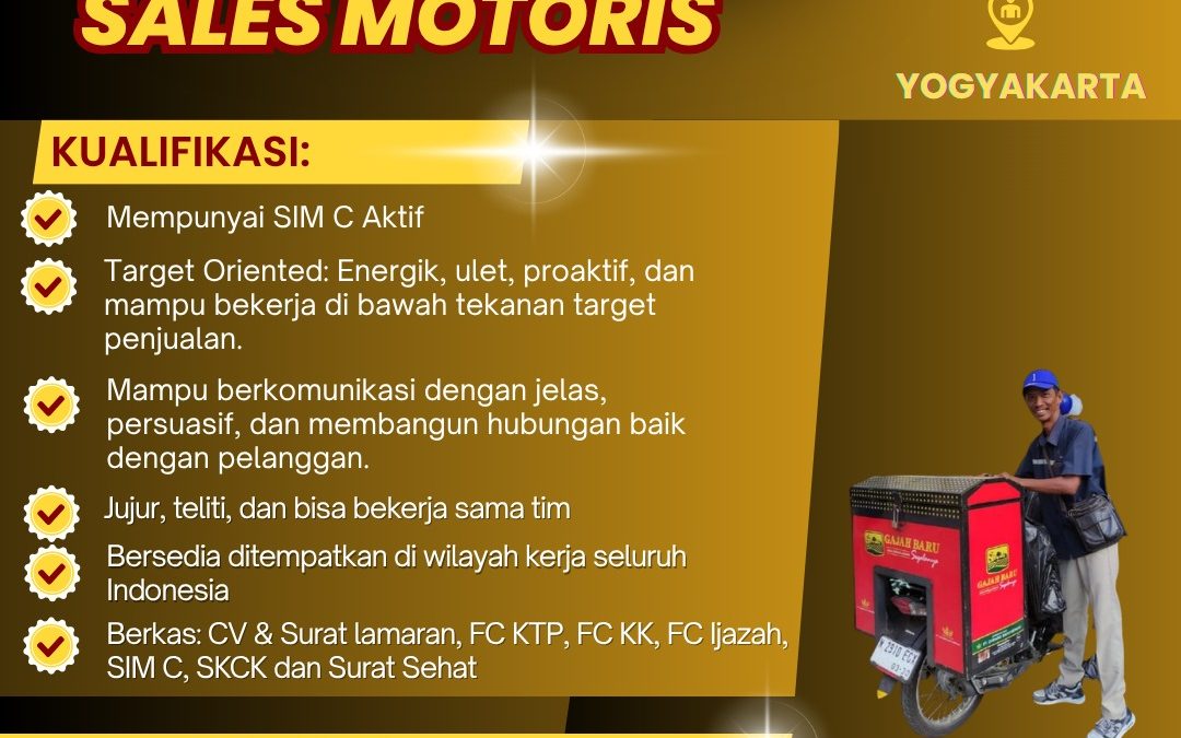 Lowongan Kerja PT Bintang Sayap Utama – Sales Motoris