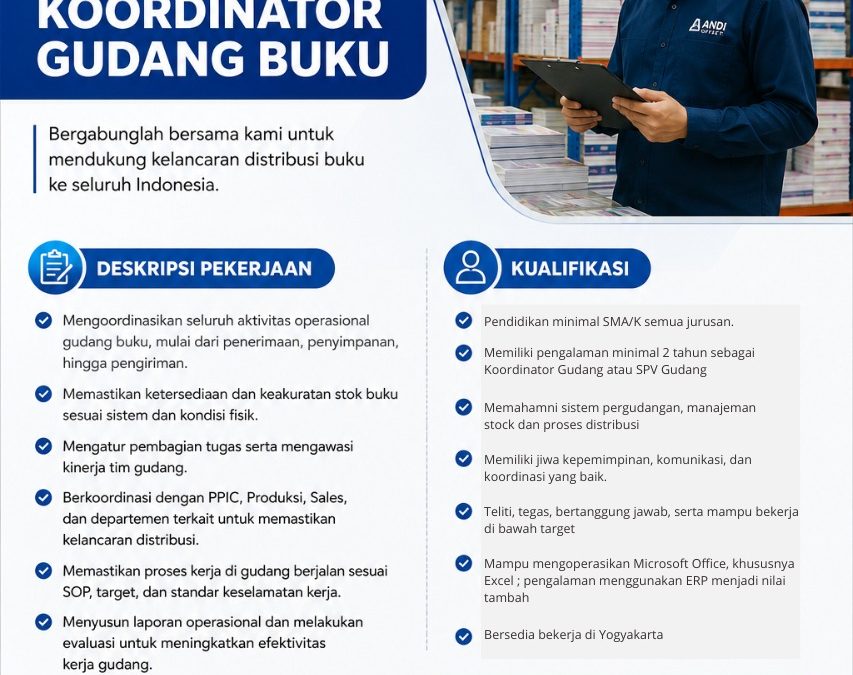 Lowongan Kerja Andi Offset – Koordinator Gudang Buku
