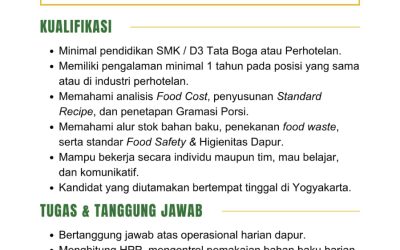 Lowongan Kerja Java Village Resort – CDP (CHEF DE PARTIE)