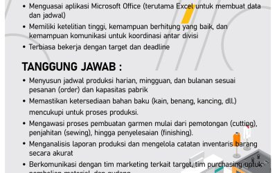 Lowongan Kerja PT Westapusaka Kusuma – Staff PPIC